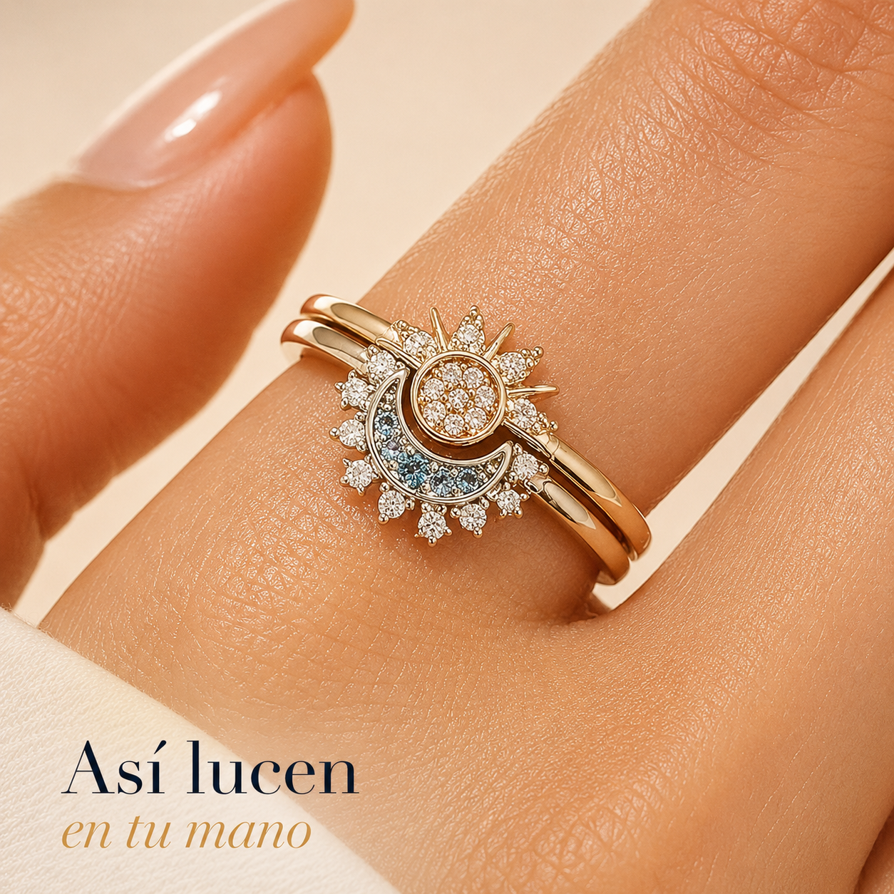Anillo Sol y Luna para Mejores Amigas