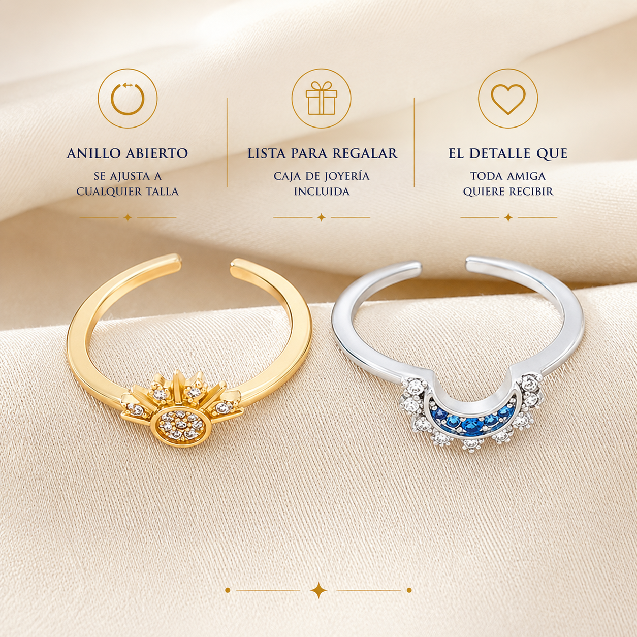 Anillo Sol y Luna para Mejores Amigas